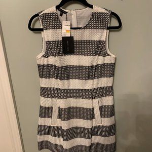 Sleeveless Dress, Size 10, White/Black Stripe
